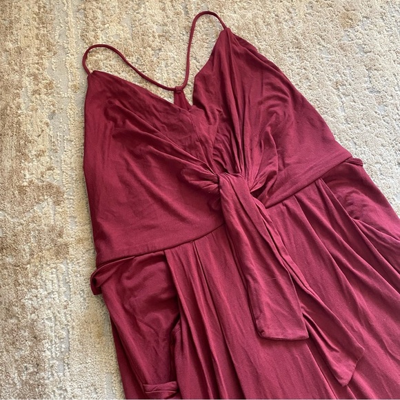 Moulinette Soeurs Willa Jersey Knit Jumpsuit Burgundy Red Racer Back Wide Leg: L - Picture 3 of 13